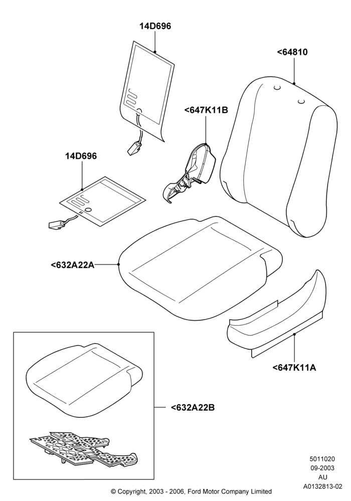 20J - Front Seat Pads/Valances & Heating, 4 Door Sedan, 4 Door Wagon, With Drivers Heated Seat, With Heated Passenger Seat; 05/APR/2004-27/AUG/2007