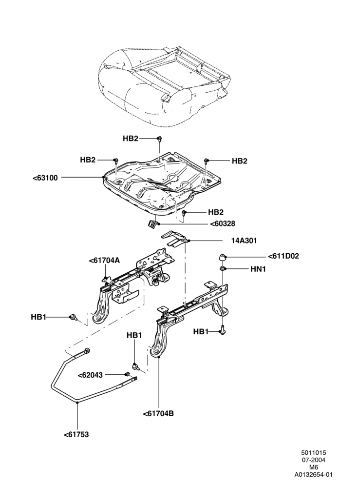 15B - Front Seat Base, With Driver 2 Way Mnl.Seat Adjuster; 26/JUL/2004-01/MAY/2006