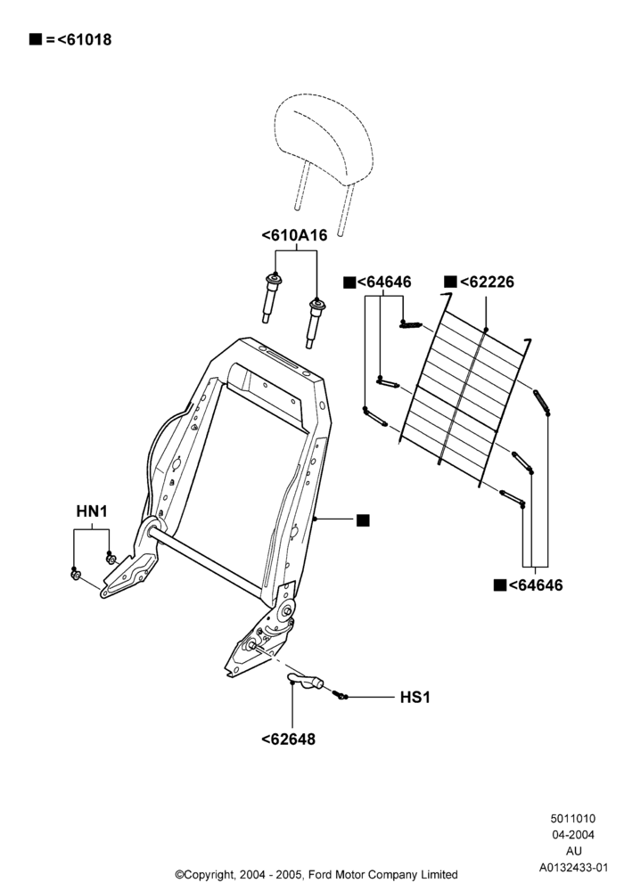 10G - Front Seat Back, 4 Door Sedan, 4 Door Wagon, 5 Door Sedan; 05/APR/2004-27/AUG/2007