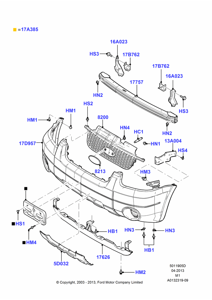 05D - Radiator Grille and Front Bumper, (+) North American Markets, Ford Series; 22/DEC/2003-01/MAY/2006