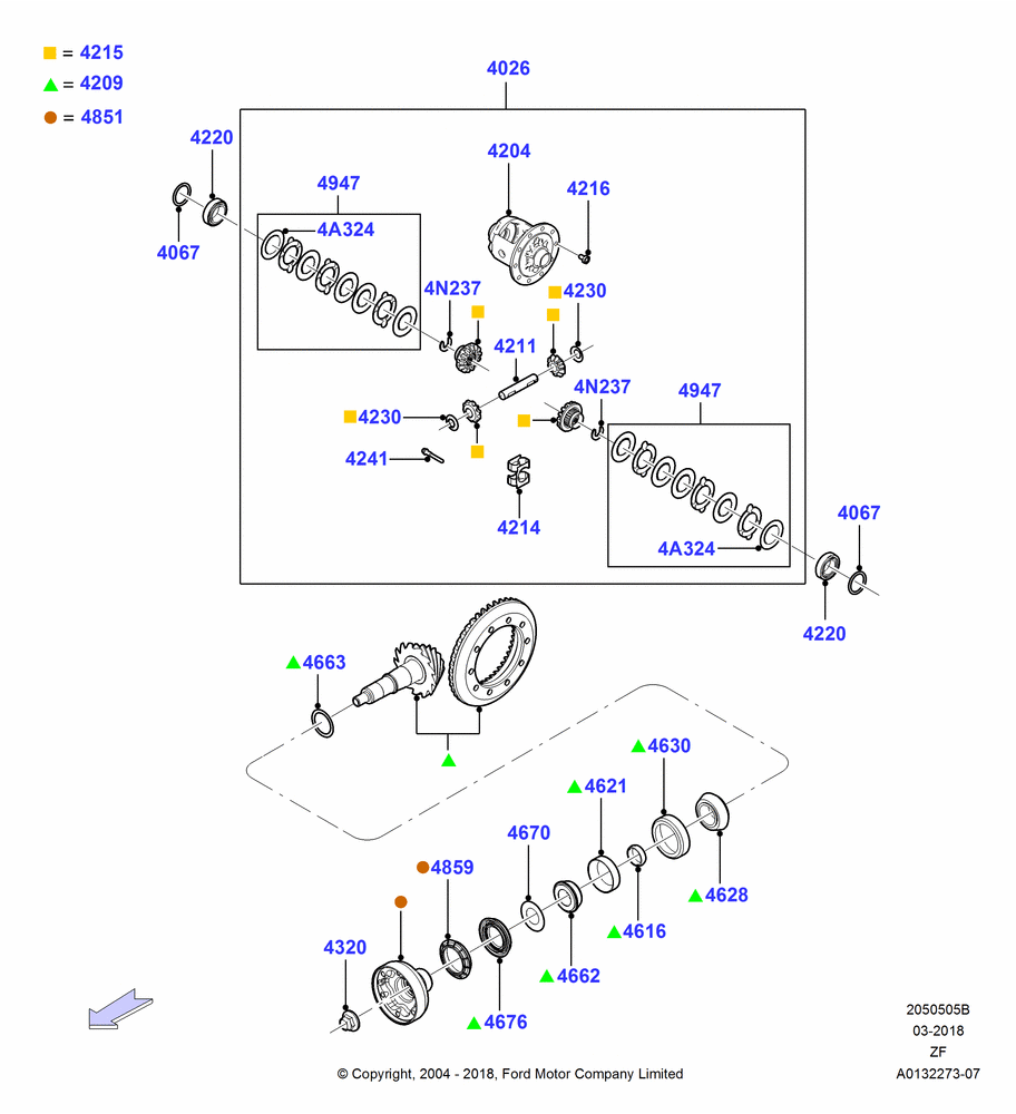 05B - Components - Rear Axle Diff & Carr., 4.6L 3v V8 SOHC EFI, Rear Axle Limited Slip Differential; 07/SEP/2004-26/FEB/2009