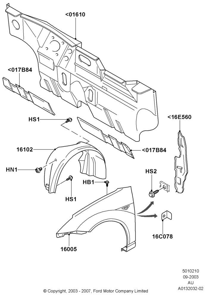10B - Dash Panel and Front Fenders, Less PZEV Evaporative Emission; 04/SEP/2003-05/APR/2004