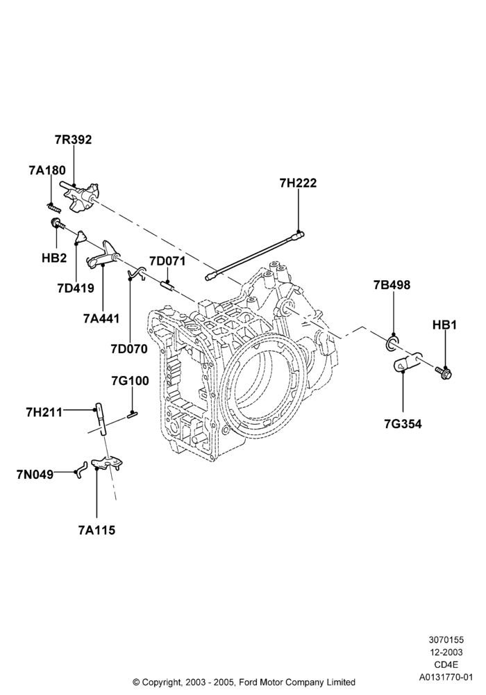 55B - Transmission Control Mechanisms, 3.0 V6 24V DOHC EFI Modular, 4 Speed CD4E Automatic, 2.3L Duratec-HE (145PS) - MI4; 22/DEC/2003-01/MAY/2006