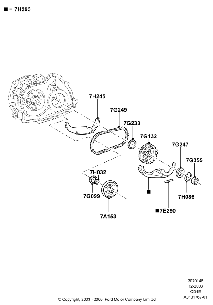 46B - Chain Drive, 3.0 V6 24V DOHC EFI Modular, 4 Speed CD4E Automatic, 2.3L Duratec-HE (145PS) - MI4; 22/DEC/2003-01/MAY/2006