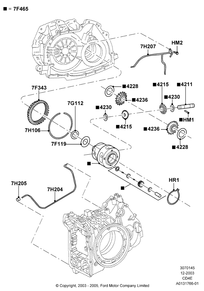 45B - Automatic Transaxle Diff.Component, 3.0 V6 24V DOHC EFI Modular, 4 Speed CD4E Automatic, 2.3L Duratec-HE (145PS) - MI4; 22/DEC/2003-01/MAY/2006