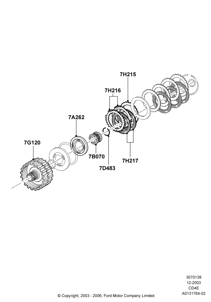 38B - Coast Clutch and Components, 3.0 V6 24V DOHC EFI Modular, 4 Speed CD4E Automatic, 2.3L Duratec-HE (145PS) - MI4; 22/DEC/2003-01/MAY/2006