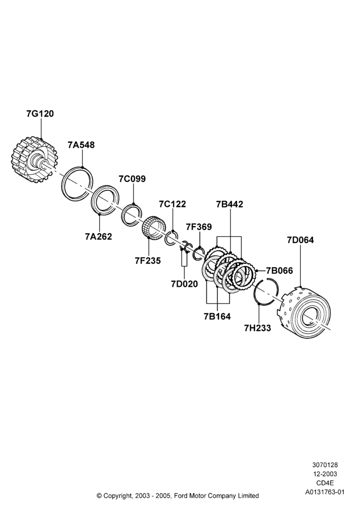 28B - Direct Clutch and Components, 3.0 V6 24V DOHC EFI Modular, 4 Speed CD4E Automatic, 2.3L Duratec-HE (145PS) - MI4; 22/DEC/2003-01/MAY/2006