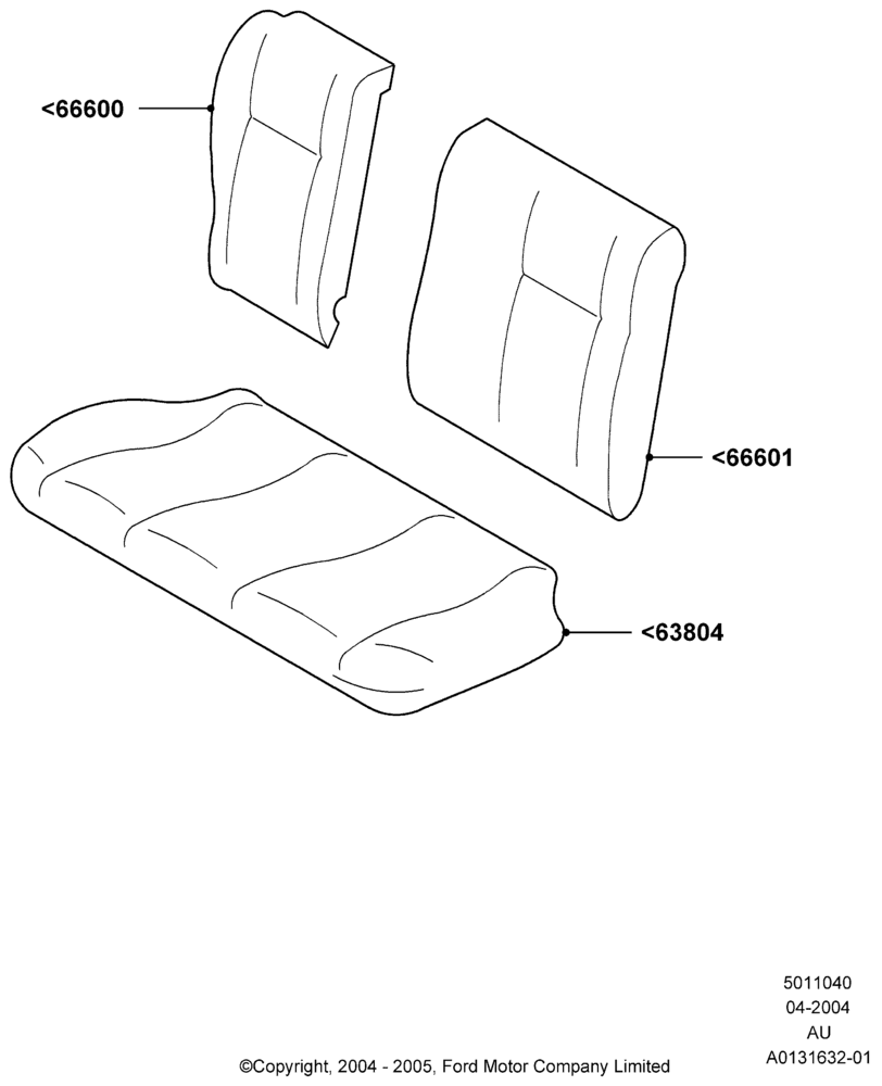 40E - Rear Seat Covers, Less Rear Headrest; 05/APR/2004-27/AUG/2007
