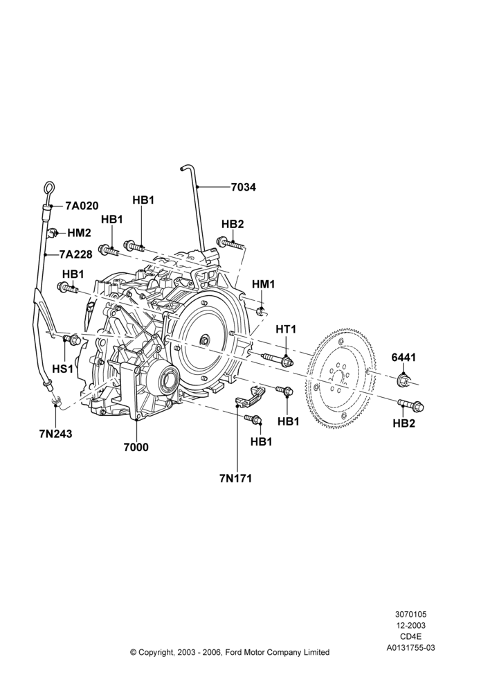 05E - Auto Trans Assy & Speedometer Drive, 3.0 V6 24V DOHC EFI Modular, 4 Speed CD4E Automatic; 22/DEC/2003-01/MAY/2006