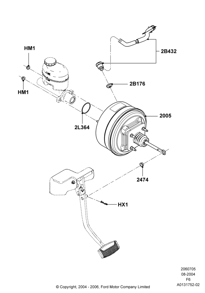 05B - Brake Booster, Romeo 4.6 SOHC EFI; 23/AUG/2004-18/AUG/2008