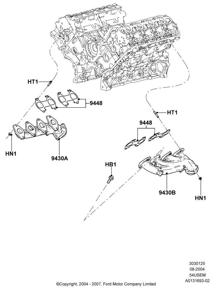 Exhaust Manifold, 5.4L 3V V8, LHD 4WD (Part Time Drive)