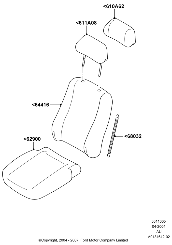 05E - Front Seat Covers, 4 Door Sedan, 4 Door Wagon; 05/APR/2004-27/AUG/2007