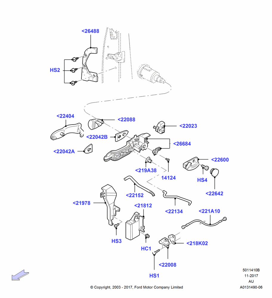 10B - Front Door Lock Controls, ST Version, SVT 3 Door, SVT 5 Door; 04/SEP/2003-27/AUG/2007