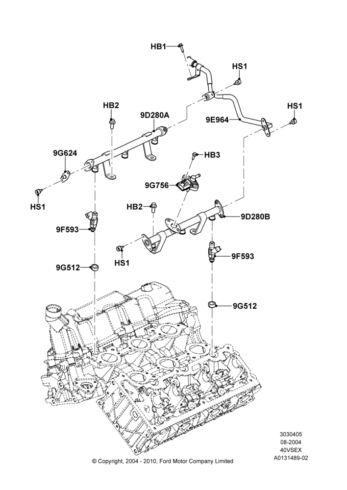 05J - Fuel Injectors and Pipes, 4.0L V6 12V SOHC EFI; 02/AUG/2004-05/DEC/2005