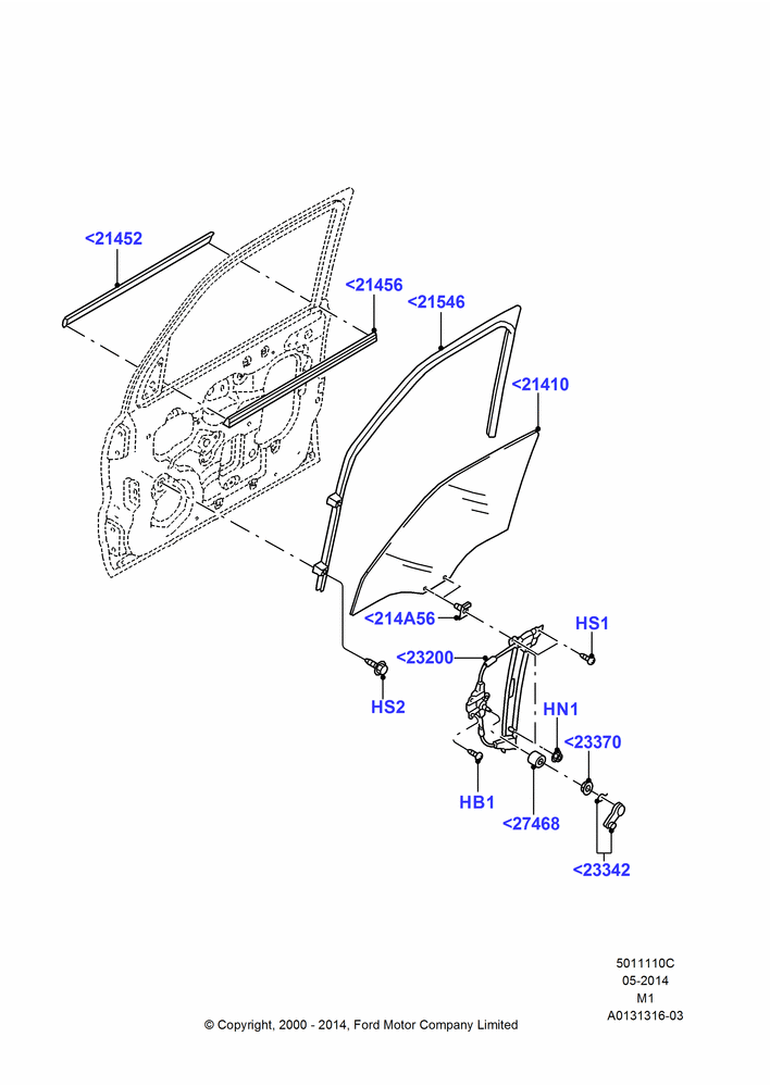 10C - Front Door Glass & Window Controls, RHD, With Manual Front Windows; 22/DEC/2000-02/SEP/2002