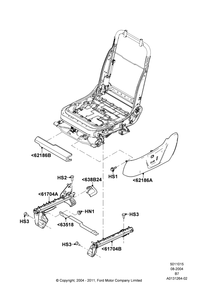 15F - Front Seat Base, With Low Back Front Seats; 02/AUG/2004-02/AUG/2006