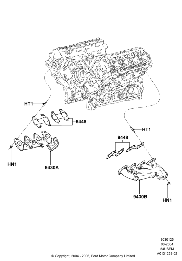 25E - Exhaust Manifold, 5.4L 3V V8, LHD 4WD (Part Time Drive); 02/AUG/2004-02/AUG/2006