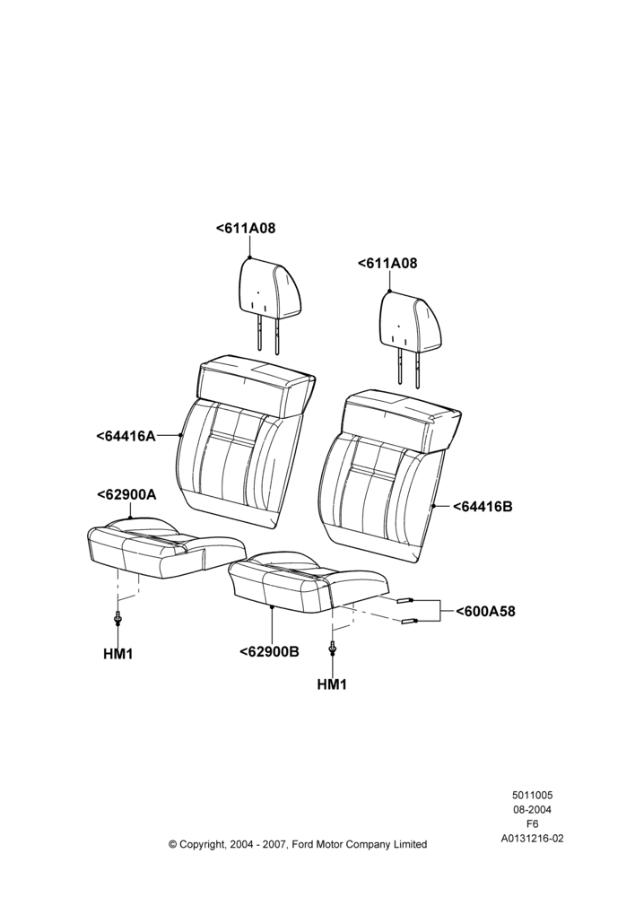 05M - Front Seat Covers, Crew Cab, Sports Front Seat, With Captain Chair Front Seats; 23/AUG/2004-08/AUG/2005