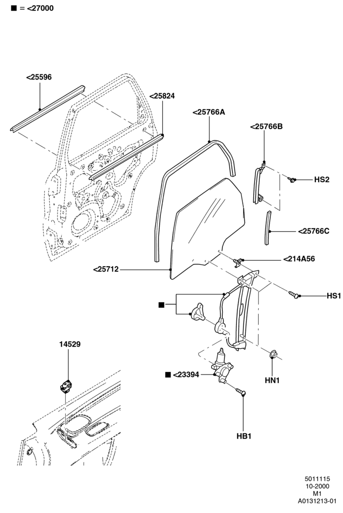 15D - Rear Door Glass and Window Controls, RHD, With Power Front Windows; 22/DEC/2000-02/SEP/2002
