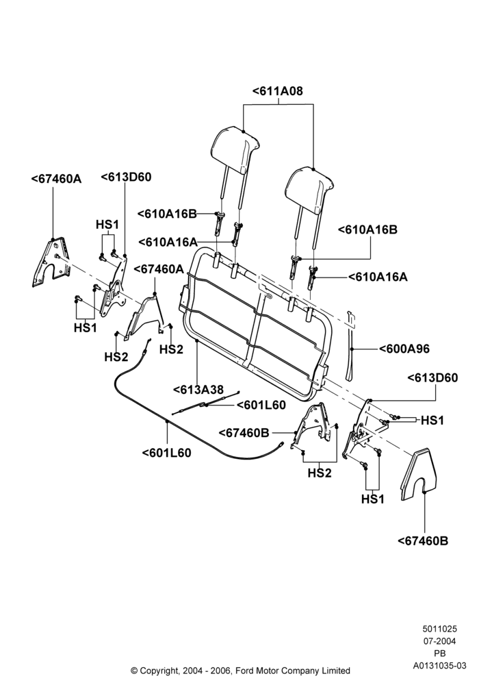 25D - Rear Seat Back, With 3rd Row Bench Seat; 12/JUL/2004-04/JUN/2007