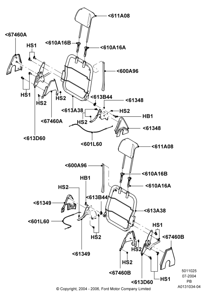 25C - Rear Seat Back, With Third Row Split Bench Seat; 12/JUL/2004-04/JUN/2007