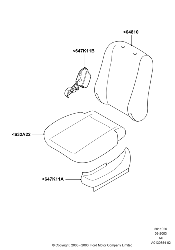 20D - Front Seat Pads/Valances & Heating, 4 Door Sedan, 4 Door Wagon, Less Temp Control Driver Seat, Less Temp Control Passenger Seat; 04/SEP/2003-05/APR/2004
