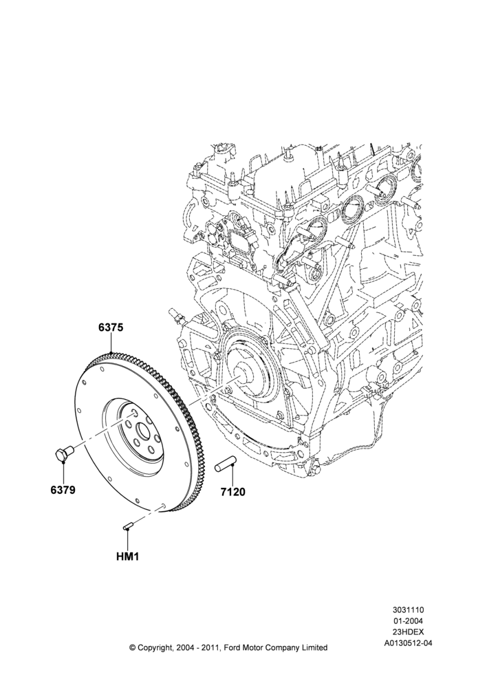 10C - Flywheel, 2.3L 4V NA I4 Petrol, M5R1 - 5 Speed Manual; 04/AUG/2003-26/JUL/2010