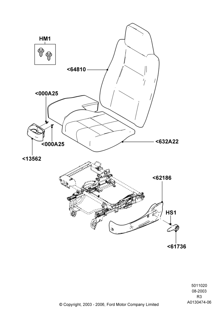 20C - Front Seat Pads/Valances & Heating, With Split Bench Front Seat, 60% Seat, in 60/40 seat; 04/AUG/2003-01/MAY/2006