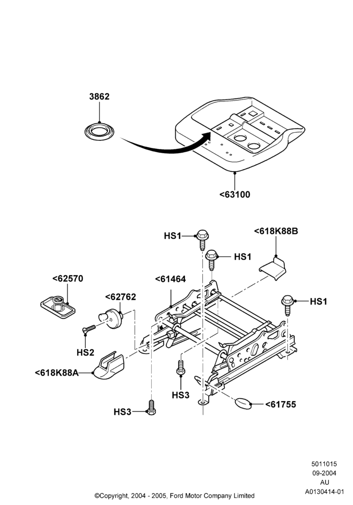 15D - Front Seat Base, 3 Door, 5 Door Sedan; 05/APR/2004-27/AUG/2007