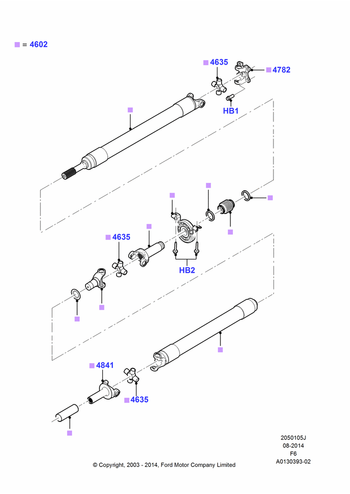 05J - Drive Shaft - Rear Axle Drive, 126"/3200MM Wheelbase, 2WD, 4.2L V6 12v OHV EFI, 1 Piece Driveshaft; 23/AUG/2004-18/AUG/2008