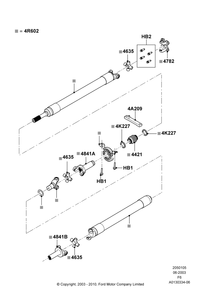 05I - Drive Shaft - Rear Axle Drive, 145"/3675MM Wheelbase, 2WD, 4.2L V6 12v OHV EFI, Multiple Piece Driveshaft; 23/AUG/2004-18/AUG/2008