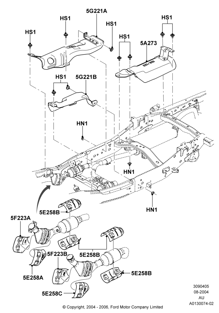 Heat Shields - Exhaust System, 5.4L 3V V8, With California/Green State Req