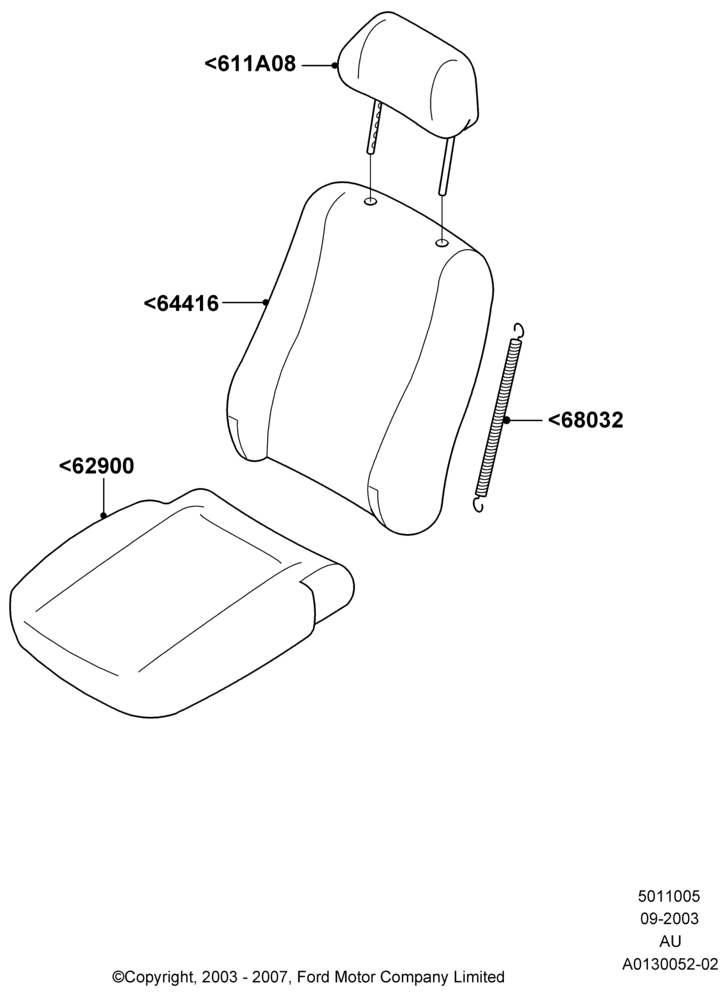 05C - Front Seat Covers, 3 Door, 5 Door Sedan, SVT Package; 04/SEP/2003-05/APR/2004