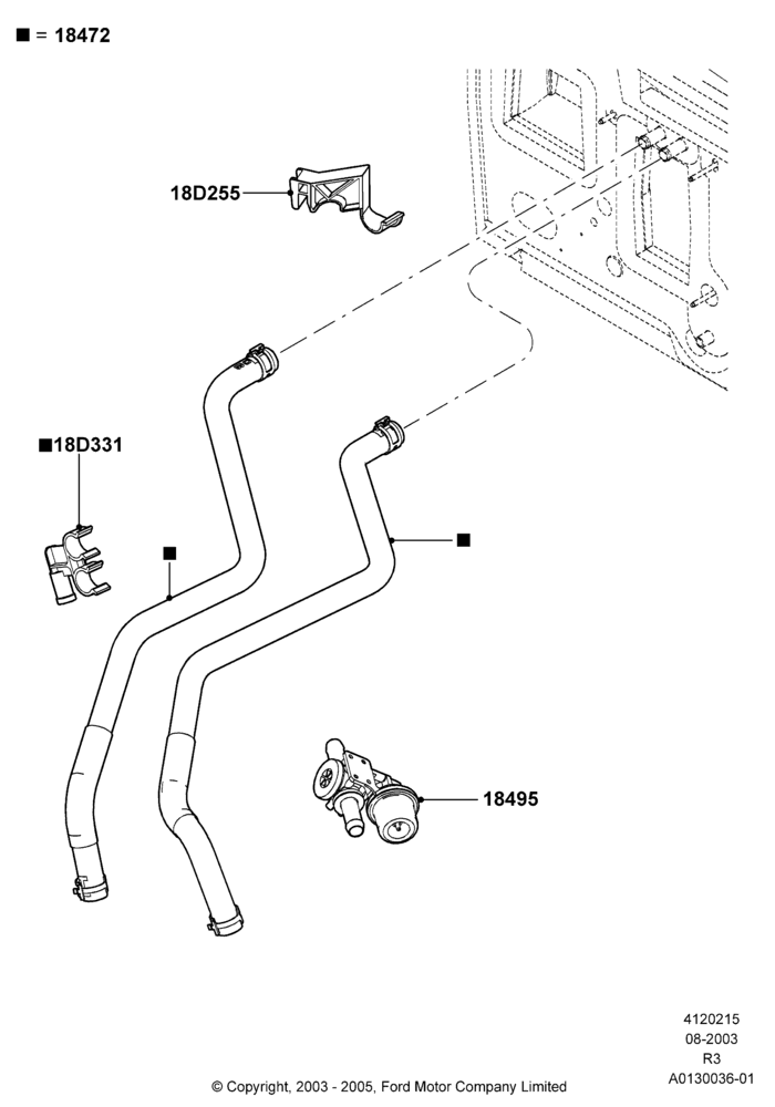 15D - Heater Hoses, 3.0 V6 12V OHV EFI, Less Air Conditioning; 04/AUG/2003-18/AUG/2008