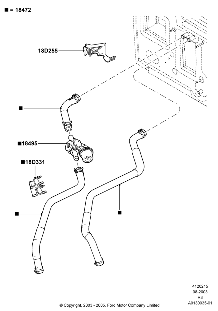 15C - Heater Hoses, 3.0 V6 12V OHV EFI; 04/AUG/2003-18/AUG/2008