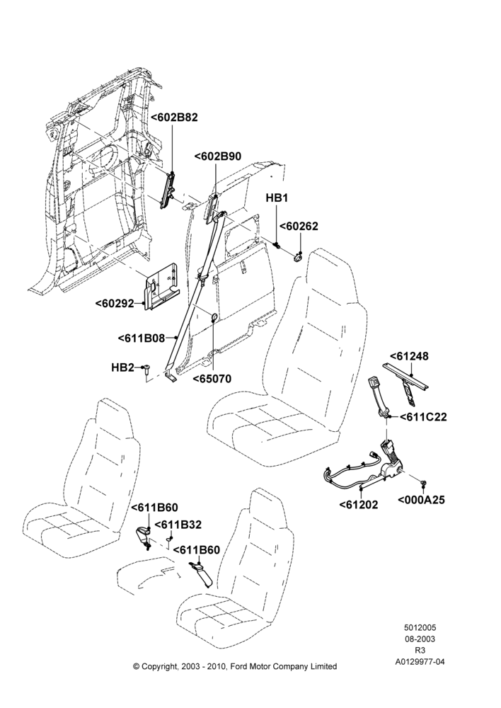 05C - Front Seat Belts, Super Cab - 4 Door; 04/AUG/2003-16/DEC/2011