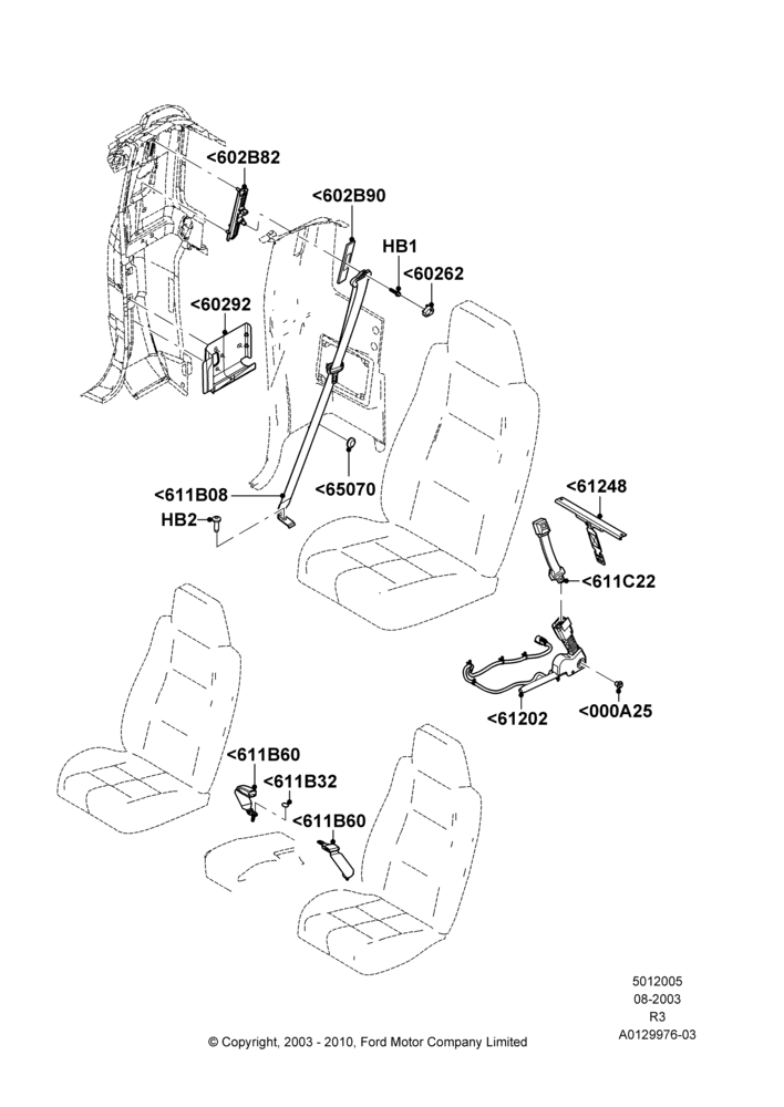 05B - Front Seat Belts, Super Cab; 04/AUG/2003-16/DEC/2011