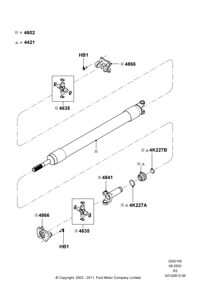 Drive Shaft - Rear Axle Drive, 112"/2845MM Wheelbase, 126"/3200MM Wheelbase, LHD 4WD (Part Time Drive)