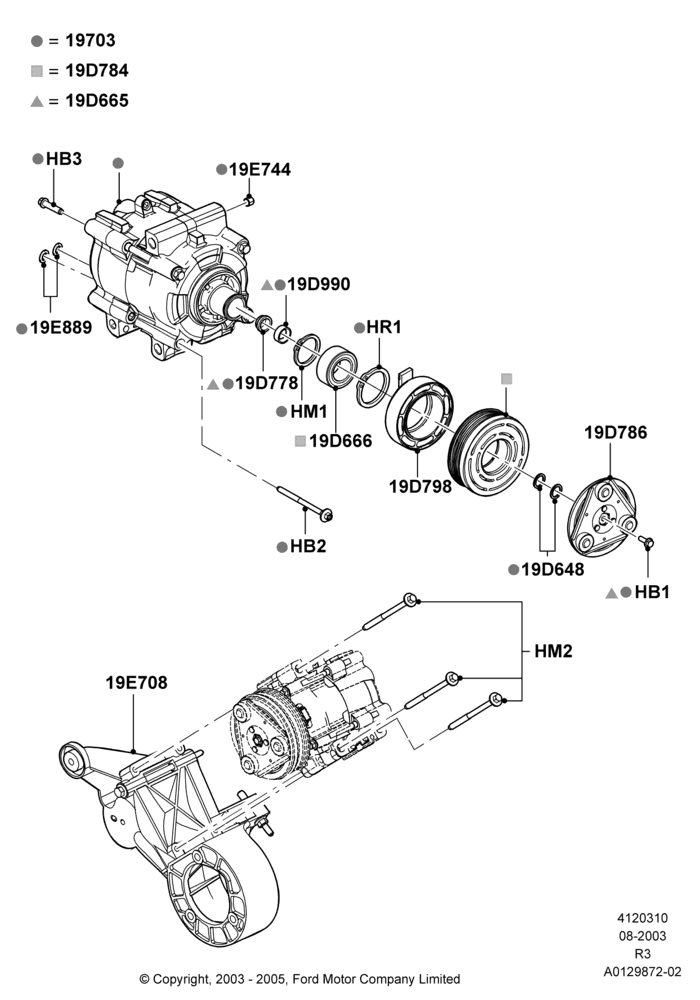 10D - Air Conditioning Condensr/Compressr, 3.0 V6 12V OHV EFI, With Air Conditioning, Compressor Assy; 04/AUG/2003-18/AUG/2008