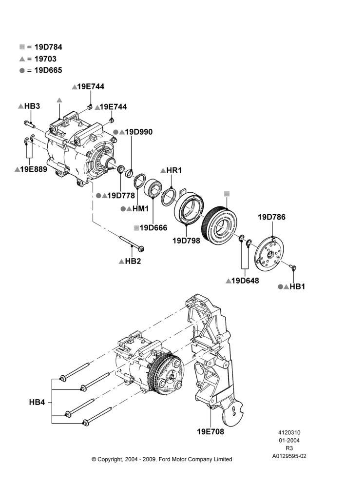 Air Conditioning Condensr/Compressr, 2.3L 4V NA I4 Petrol, With Air Conditioning, Compressor Assy