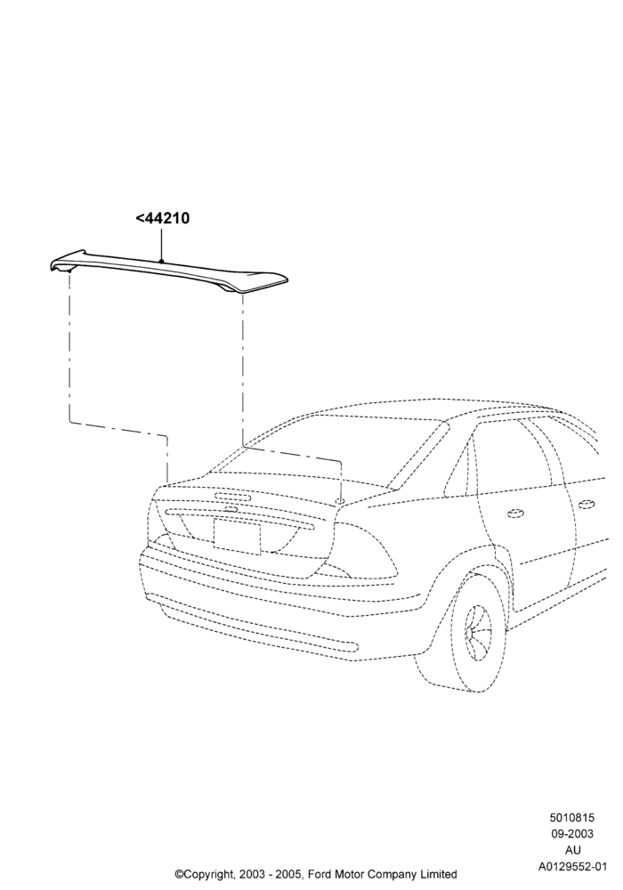 15B - Spoiler and Related Parts, 4 Door Sedan, With Single Rear Wing Spoiler, Production Installed; 04/SEP/2003-05/APR/2004
