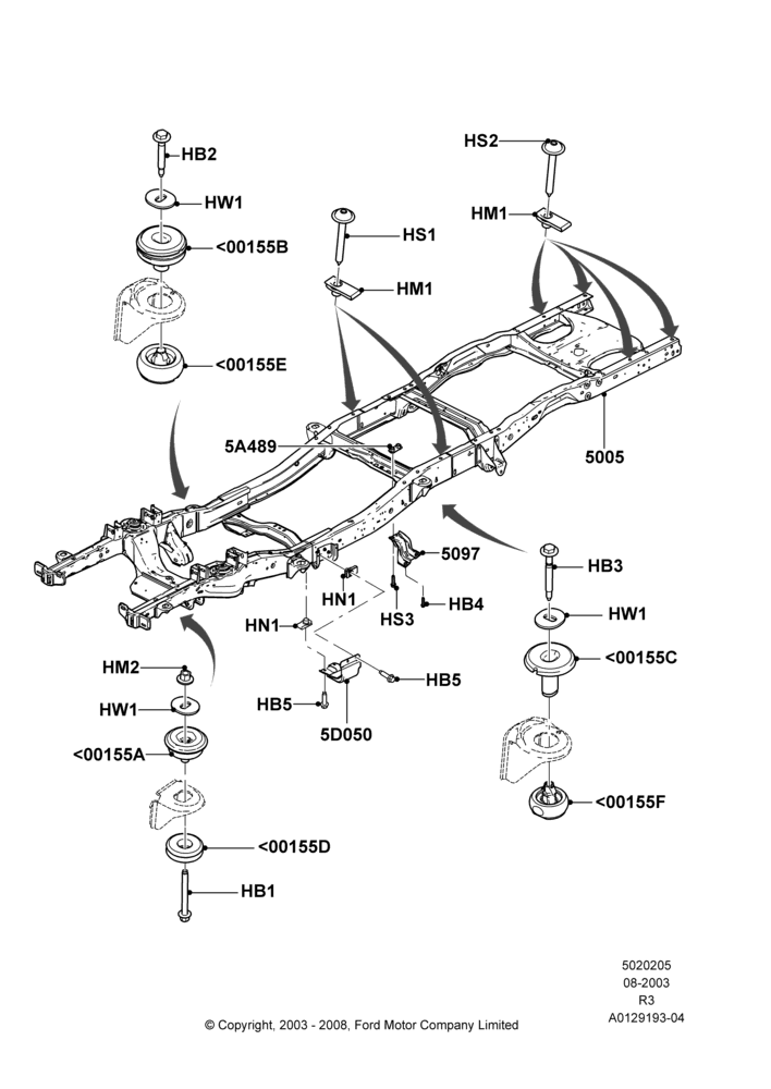 05B - Chassis Frame, 118"/2997MM Wheelbase; 04/AUG/2003-18/AUG/2008