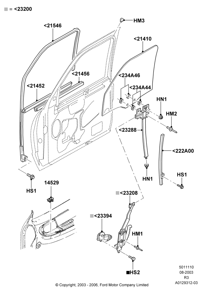 10B - Front Door Glass & Window Controls, With Power Front Windows; 04/AUG/2003-16/DEC/2011