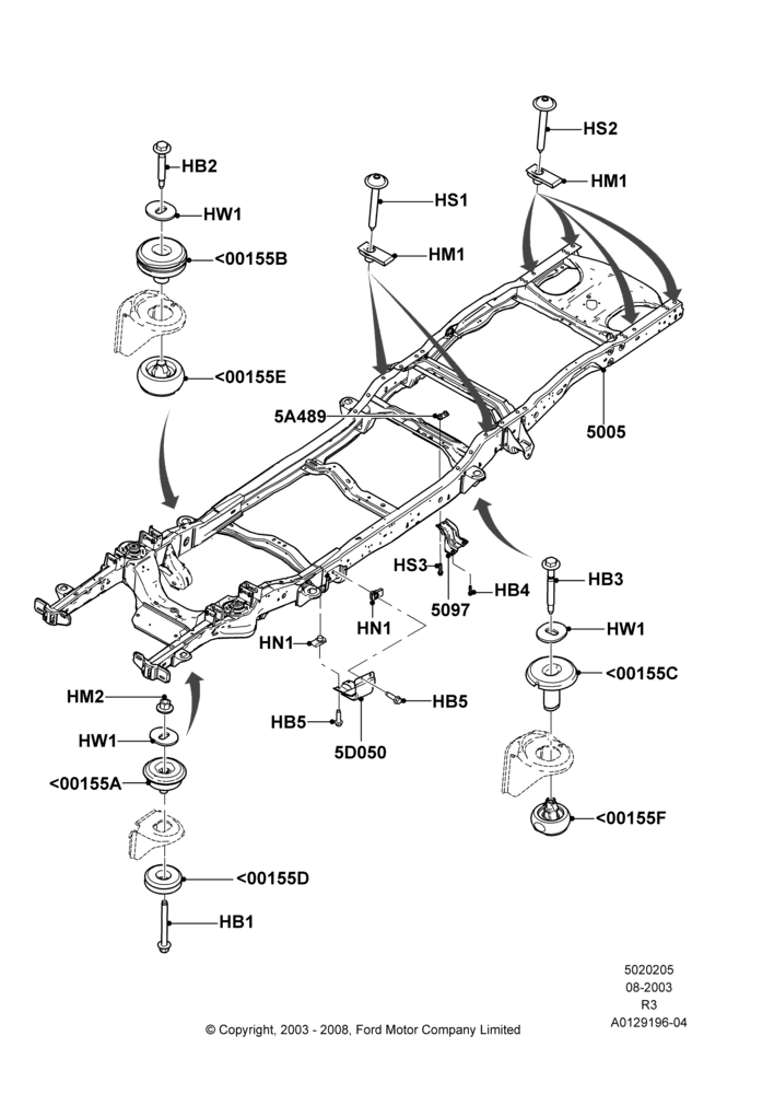 05C - Chassis Frame, 126"/3200MM Wheelbase; 04/AUG/2003-18/AUG/2008
