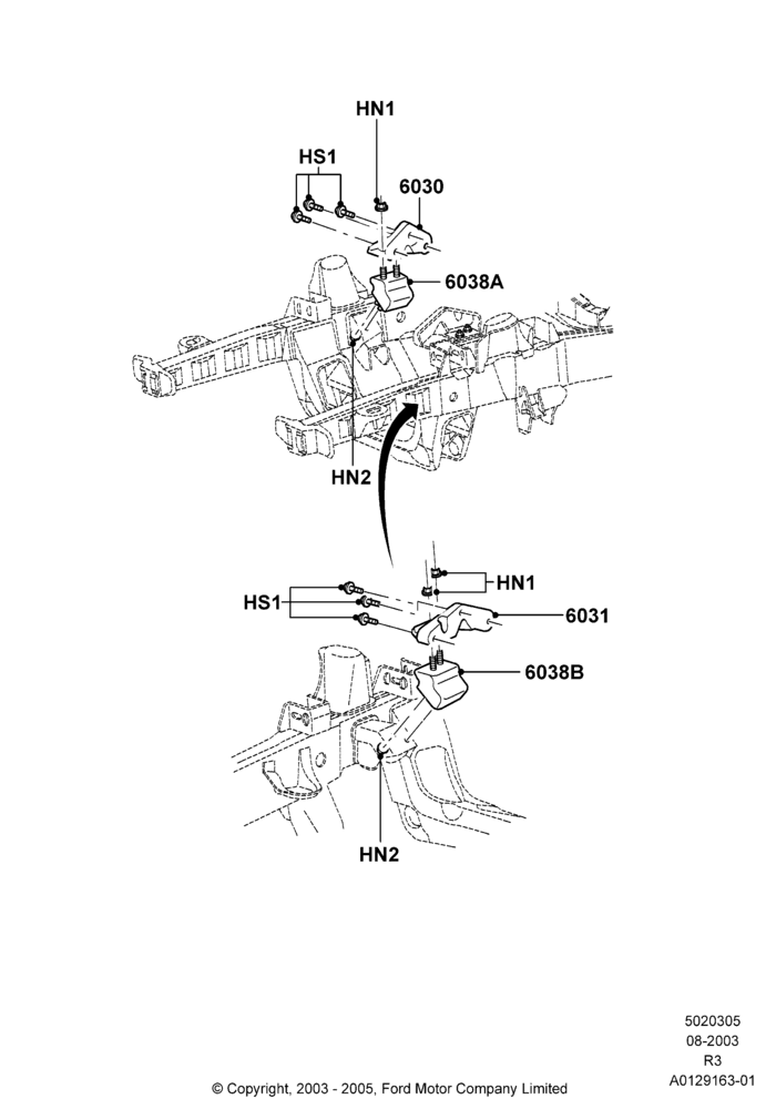 05C - Engine Mounting, 4.0L V6 12V SOHC EFI; 04/AUG/2003-16/DEC/2011