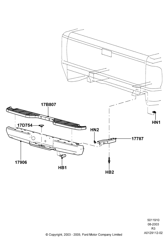 10B - Rear Bumper, With Flareside Box - Steel; 04/AUG/2003-08/AUG/2005
