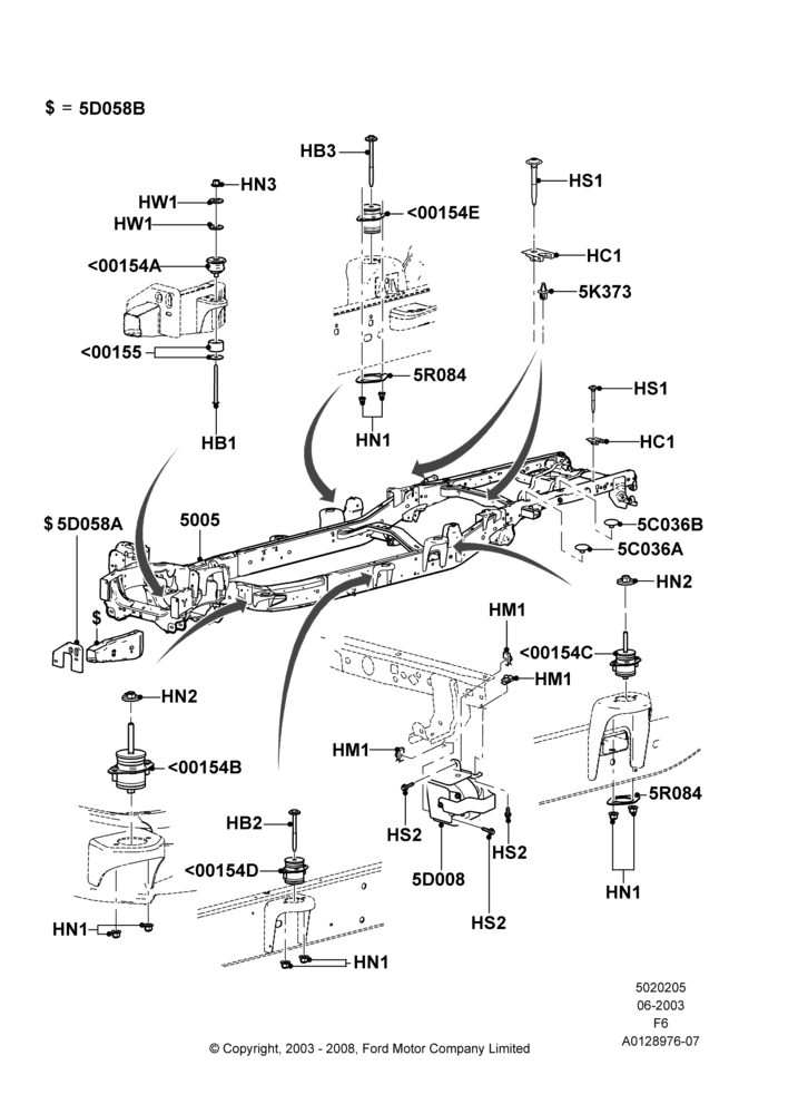 05C - Chassis Frame, Crew Cab; 02/JUN/2003-05/DEC/2005