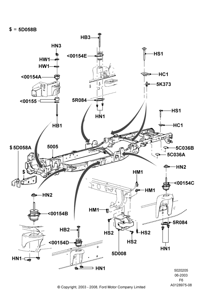05B - Chassis Frame, Super Cab; 02/JUN/2003-05/DEC/2005