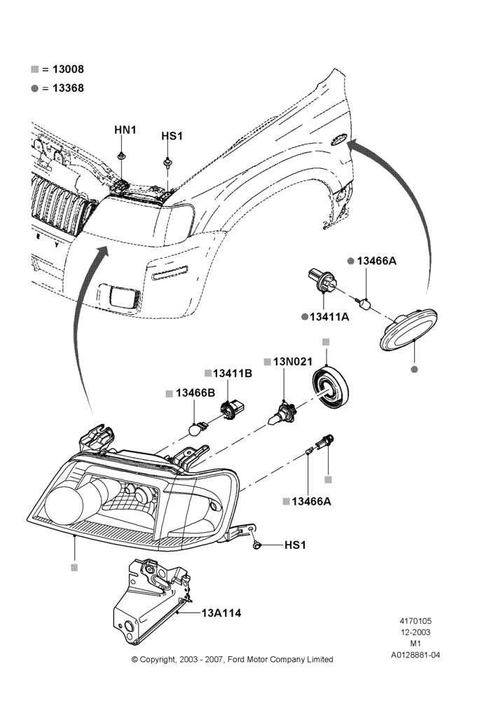 Headlamps and Front Flasher Lamps, Lincoln/Mercury Series