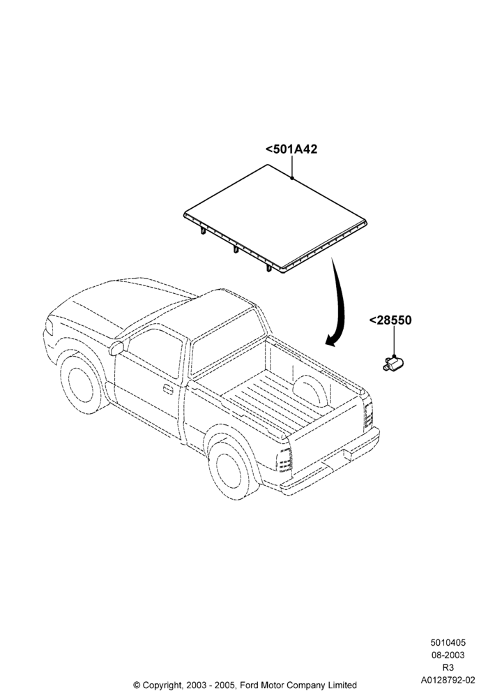 05W - Pick Up Box/Tailgate and Tonneau, Accessory, Soft Tonneau Cover; 04/AUG/2003-18/AUG/2008